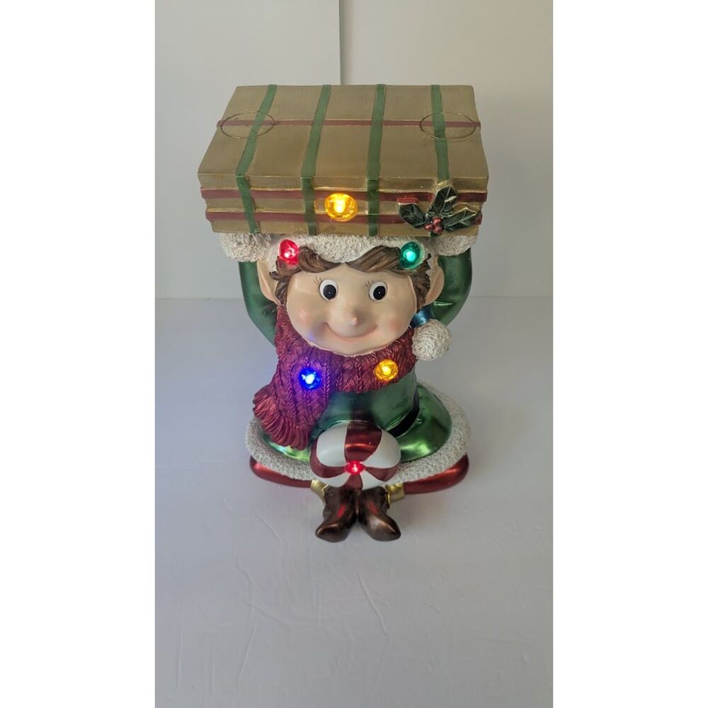 Kringle Express Stackable, Stakeout 12" Illuminated Resin Holiday Elf Figurine